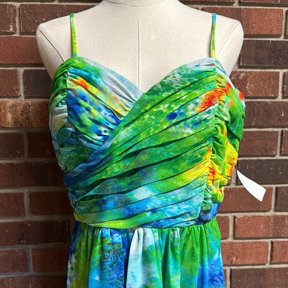 Bobbie‎ Bee Evening Vibrant Watercolor Maxi Dress Size 12